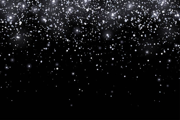 Silver Glitter Holiday Confetti With Glow Lights On Black Background Vector  Stock Illustration - Download Image Now - iStock