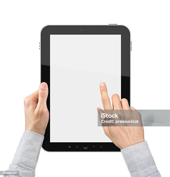 Gospodarstwa I Punkt Na Cyfrowy Tablet - zdjęcia stockowe i więcej obrazów Pionowy - Pionowy, Biały, Biznes