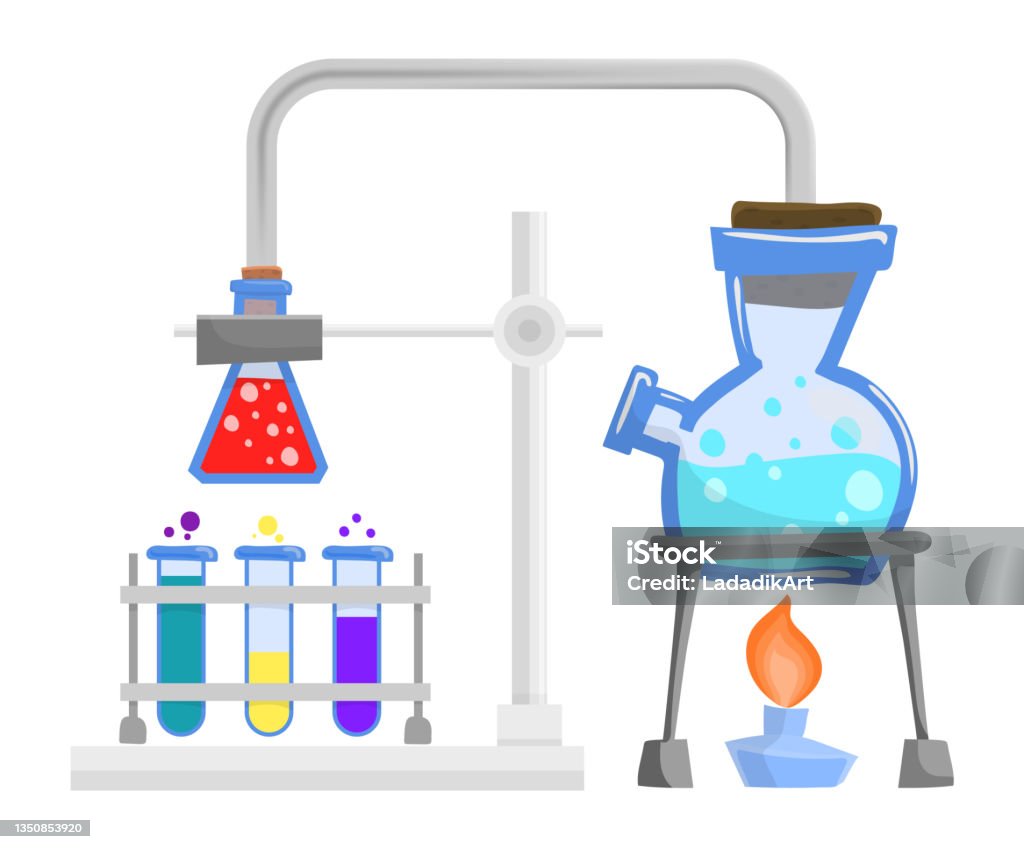 Khái Niệm Hóa Học Bình Hoạt Hình Và Beaker Thiết Bị Phòng Thí ...