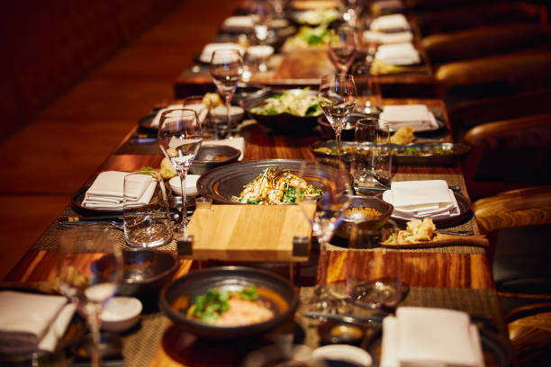 istock Luxury served evening banquet at modern restaraunt 1350855451