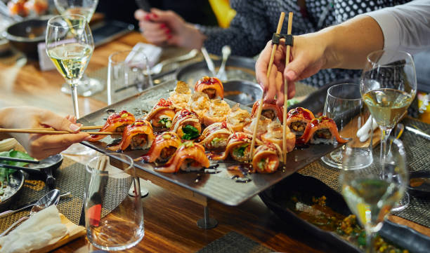 istock Luxury served evening banquet at modern restaraunt 1350855452