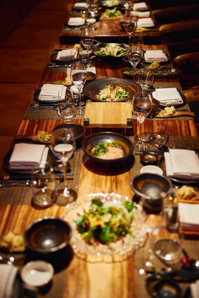 istock Luxury served evening banquet at modern restaraunt 1350855458
