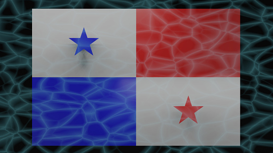Under water of Panama flag (3D Rendering)