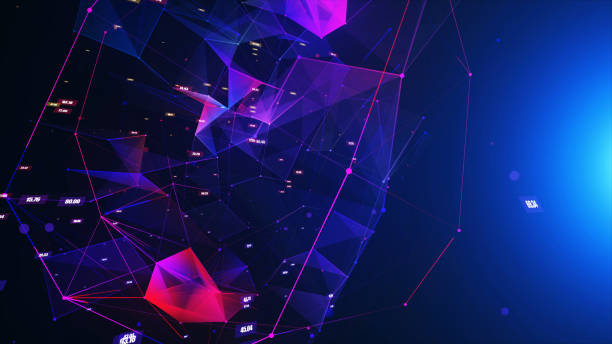 istock Geometric abstract background with connected line and dots. 1350858919