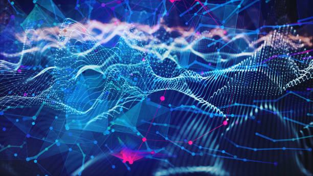 istock Geometric abstract background with connected line and dots. 1350858951