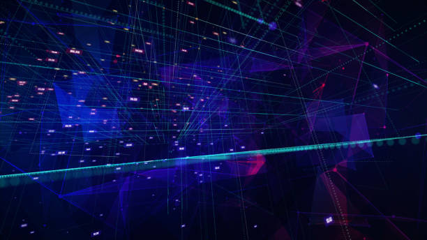 istock Geometric abstract background with connected line and dots. 1350858984