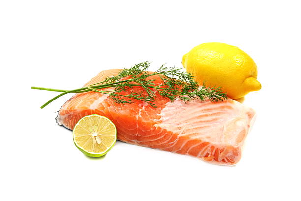 istock Fresh salmon fillet with herbs. 135085984