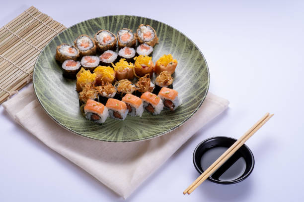 istock Japanese sushi food. Roll sushi set 1350862546
