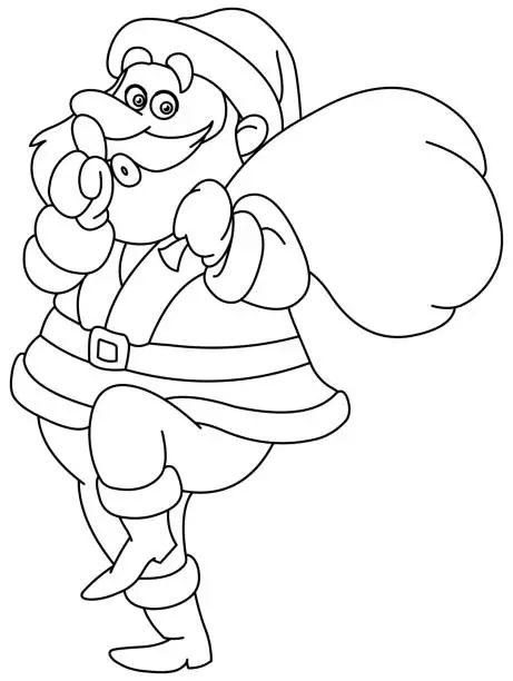 Vector illustration of Outlined Sneaky Santa