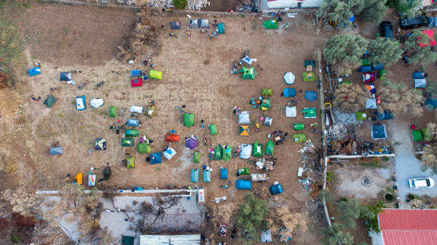 istock campsite top view of cyclist community 1350864757