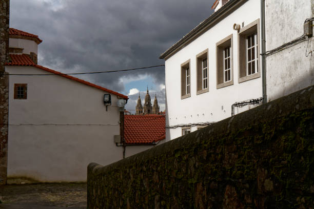 old neighborhood in Santiago De Compostela stock photo