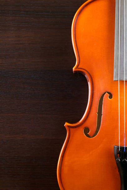 istock Half of a violin body on a wooden surface 1350868714