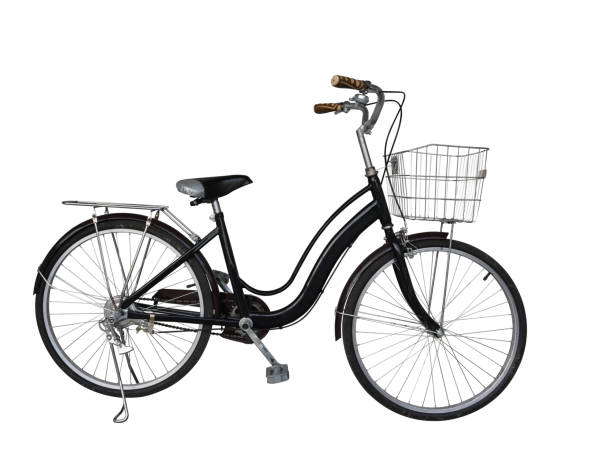 istock Di cut old black bicycle on white background,object background, copy space 1350870994