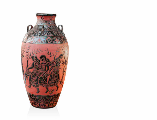 istock antique ceramic vase on white background, copy space 1350872101
