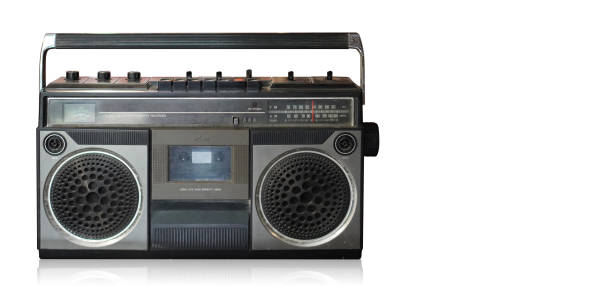 istock front view antique black and gray radio on white background,technology background,copy space 1350872119