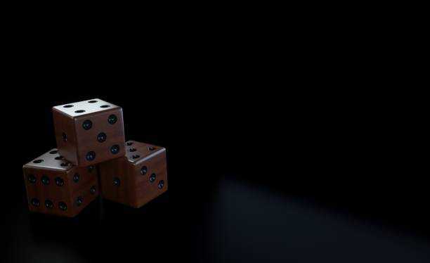 istock Modern Black And Wooden Gambling Dices - 3D Illustration 1350874171