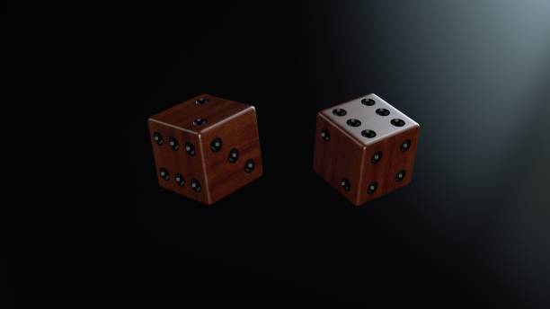 istock Modern Black And Wooden Gambling Dices - 3D Illustration 1350874180