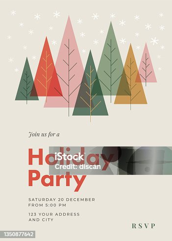 istock Holiday Party invitation with Christmas Trees. 1350877642