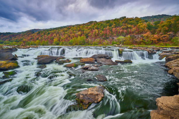 istock Sandstone Falls in West Virginia with fall colors. 1350878045