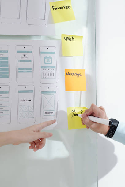 istock Designers Discussing Section of Mobile App 1350882236
