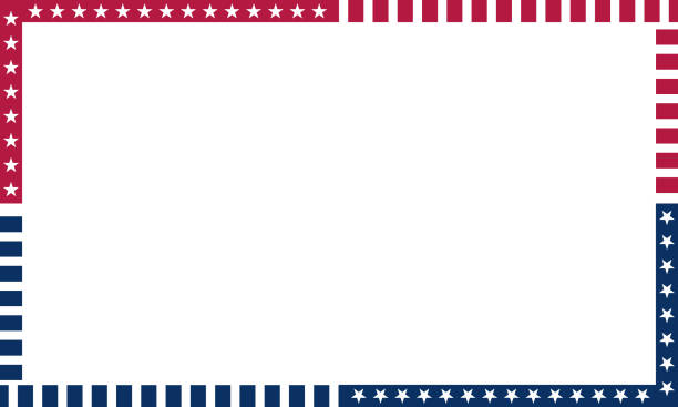 illustrazioni stock, clip art, cartoni animati e icone di tendenza di divisore di confine patriottico bandiera americana degli stati uniti. - star shape red blue white