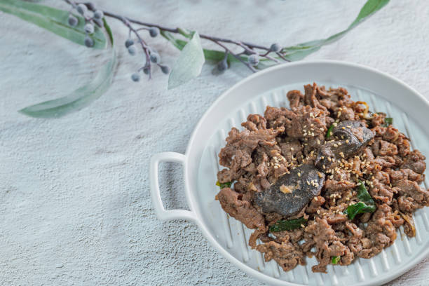 istock Korean food beef bulgogi dish on plate 1350884480