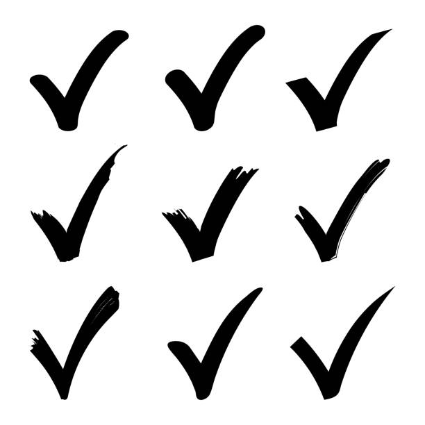 ilustrações de stock, clip art, desenhos animados e ícones de ð¡ollection of hand drawn check signs isolated on white background checkmark vector illustration eps 10 - certo