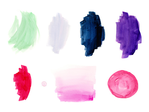 Hand drawn watercolor abstract shapes for creative design.