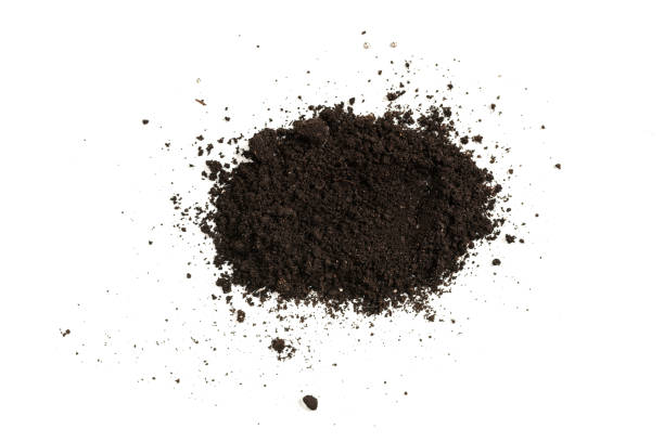 istock Black land for plant isolated on white background. 1350894766