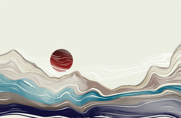 istock Trendy landscape, graphic poster, cards. Vector illustration 1350895106