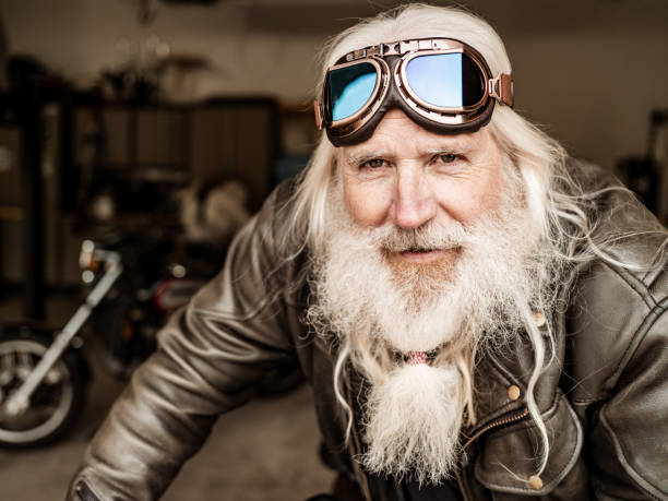 istock Portrait Senior motorcycle man 1350896223