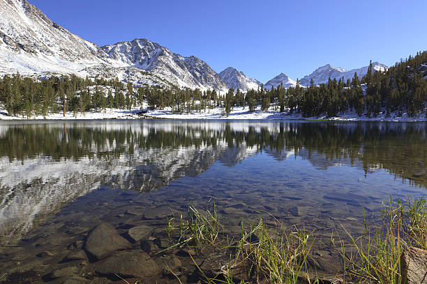 Mountain lake in Sierra Nevada, California stock photo