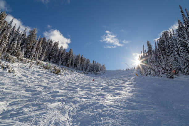 Alpine skiing in Sun Valley, Idaho stock photo