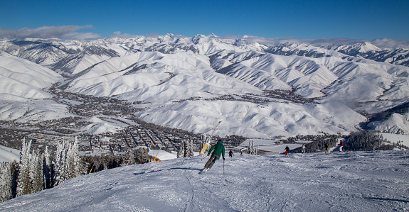 Ski run in Sun Valley, Idaho in winter