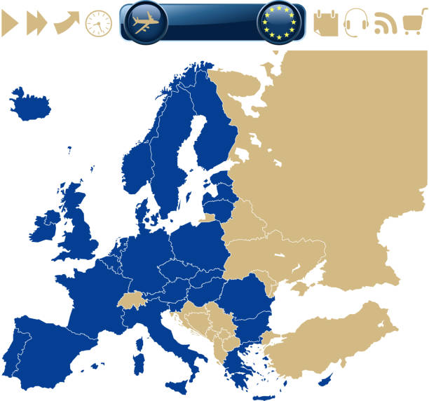 ilustraciones, imágenes clip art, dibujos animados e iconos de stock de mapa de europa - european community audio