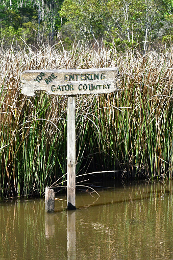 Gator Country sign at entrance to New Orleans swamp