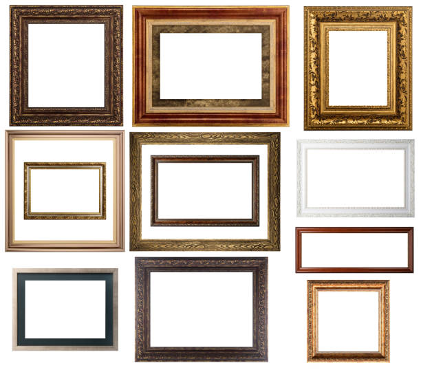 istock Collection of various antique frames on white background 1350909646