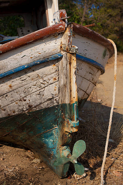 istock old boat stern on land 135091063
