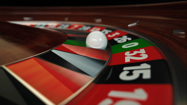 istock Modern Black, Red, White, Wooden And Silver Roulette Wheel - 3D Illustration 1350911502