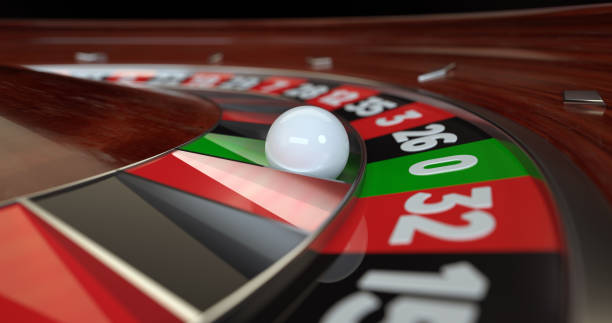 istock Modern Black, Red, White, Wooden And Silver Roulette Wheel - 3D Illustration 1350911524
