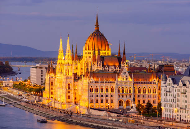 istock Hungarian Parliament building at night, Budapest, Hungary 1350916807