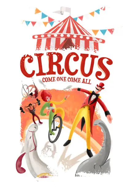 Vector illustration of vintage poster for circus show