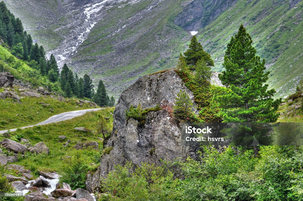 HDR of Zillertal Alps landscape (Austria) HDR of Zillertal Alps landscape (Austria). Gerlostal with view to big rock and river. Austria Stock Photo