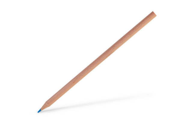 istock A blue pencil hovers against a white background casting a shadow. Pencil isolate on white 1350920928