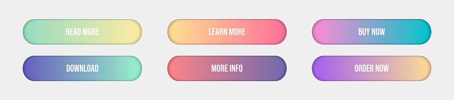 Popular User Interface Button Color Set Of Buttons For Mobile Device Interface Ui Design With Gradient ...