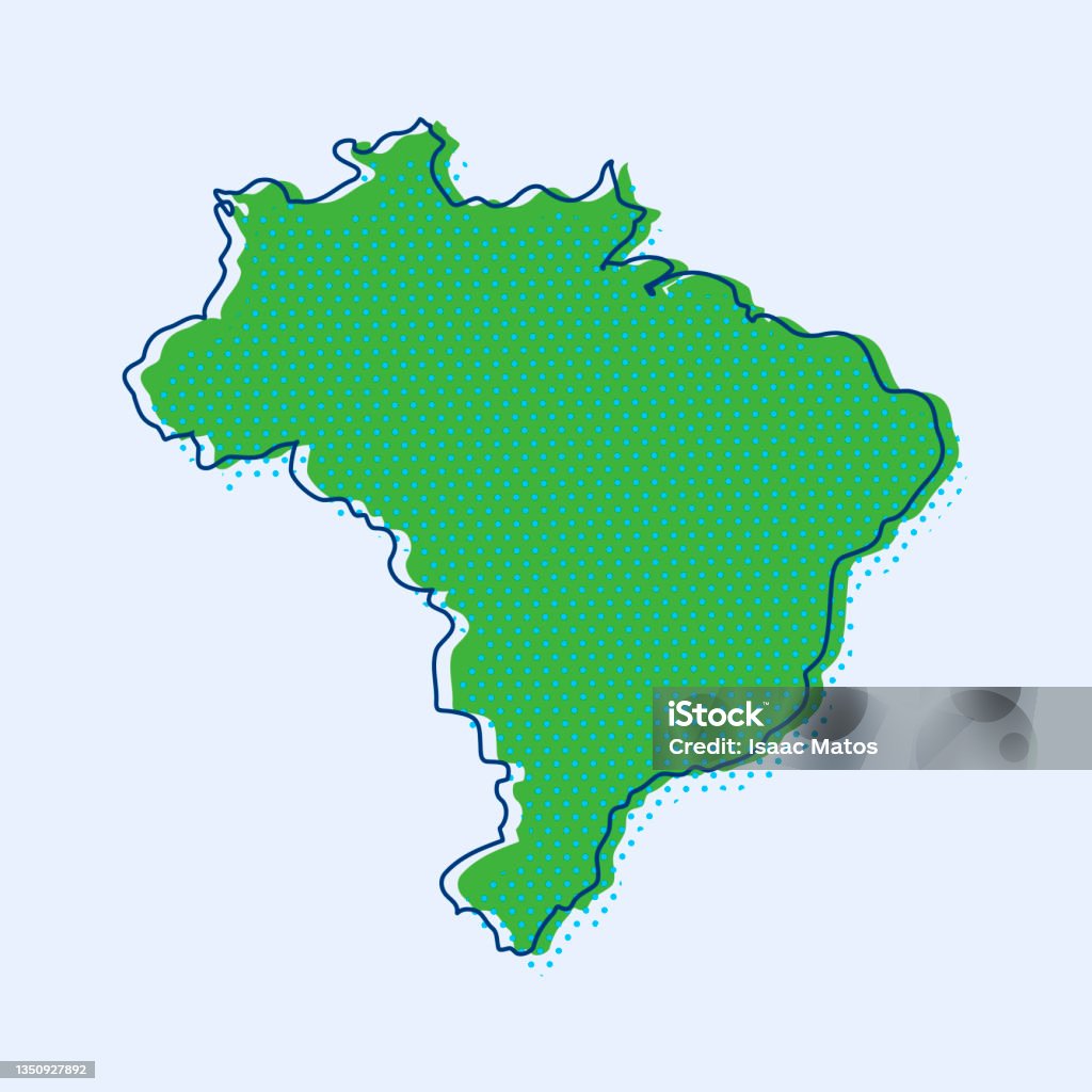 윤곽선과 그리드가 있는 미니멀한 브라질 지도. eps 10 - 로열티 프리 브라질 벡터 아트