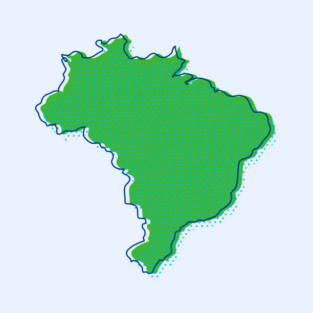 윤곽선과 그리드가 있는 미니멀한 브라질 지도. eps 10 - brazil stock illustrations