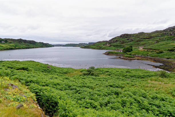 lago inchard en la costa de sutherland - north west highlands - kinlochbervie fotografías e imágenes de stock