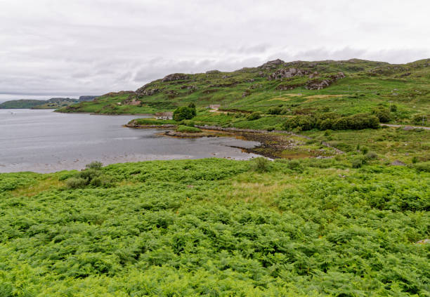 lago inchard en la costa de sutherland - north west highlands - kinlochbervie fotografías e imágenes de stock