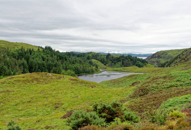 lago inchard en la costa de sutherland - north west highlands - kinlochbervie fotografías e imágenes de stock